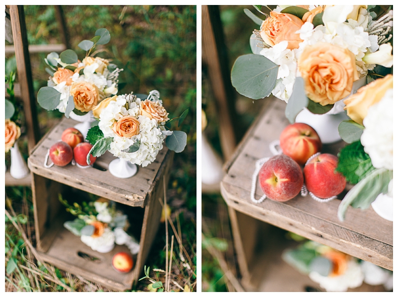 Nikki Santerre Photography_Virginia Fine Art Film Wedding Photographer_Southern Peaches Styled Shoot_Floral Ladder_Black Creek Flowers and Sweets_0003
