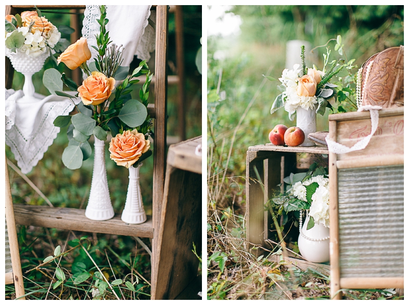 Nikki Santerre Photography_Virginia Fine Art Film Wedding Photographer_Southern Peaches Styled Shoot_Floral Ladder_Black Creek Flowers and Sweets_0005