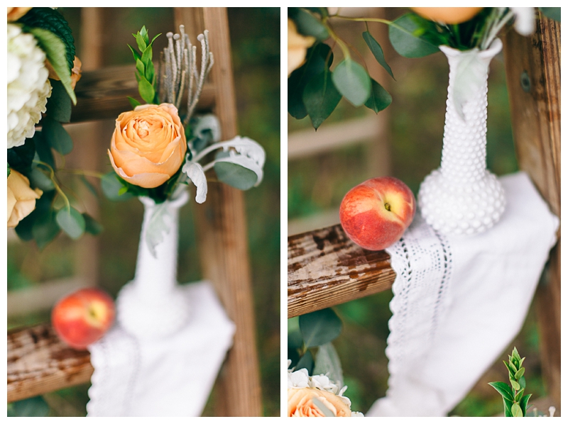 Nikki Santerre Photography_Virginia Fine Art Film Wedding Photographer_Southern Peaches Styled Shoot_Floral Ladder_Black Creek Flowers and Sweets_0010