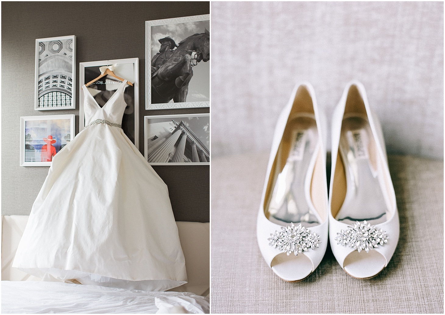 Paula Varcelona Gown and Badgley Mischka Wedding Shoes | Nikki Santerre Photography | Virginia Fine Art Film Photographer