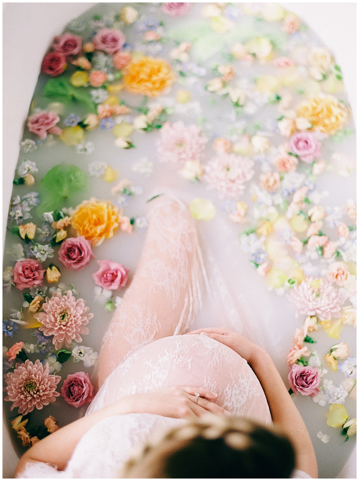 Ethereal Maternity Session, Floral Bath Maternity Session, Fine Art Maternity, Film Photography, Fine Art Film Photography, Nikki Santerre